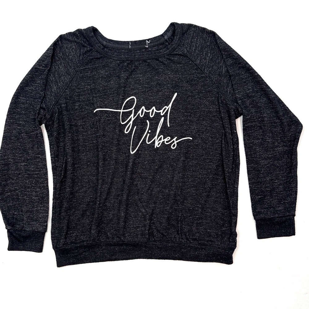 Buffalo David Bitton Good Vibes Graphic Sweatshirt Grey Marled Size M